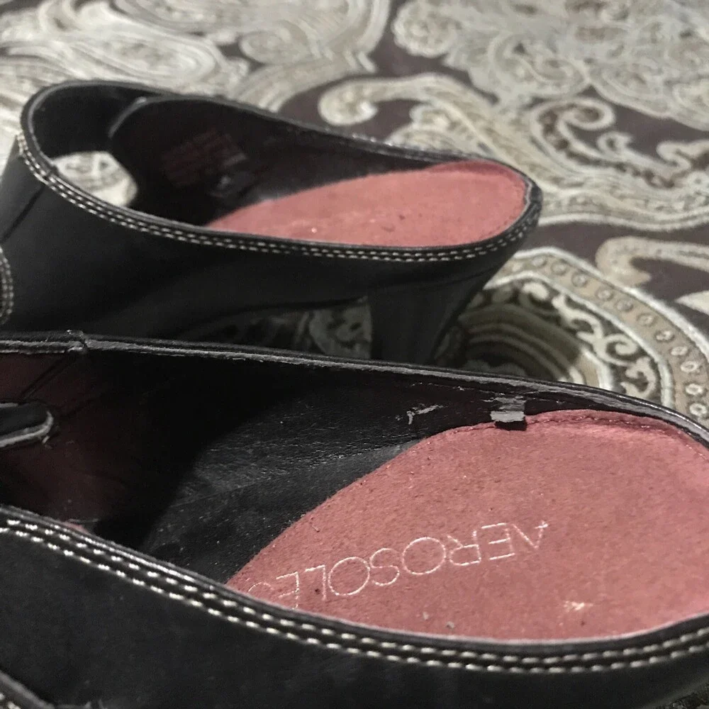Aerosoles Sugar Snap Womens Mules Slip On Leather Black Size 5.5M Beautiful